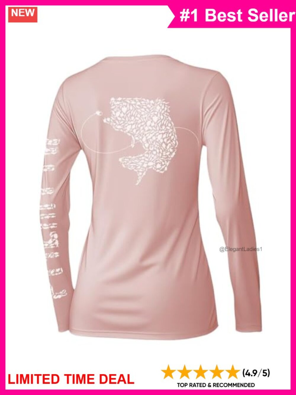 Womens UPF 50+ Fishing Shirt Sun Protection Long Sleeve V-Neck Thumb Holes